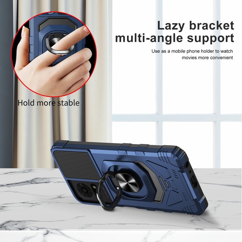 Mocotto for TCL K24/TCL K23/TCL 50 LE Phone Case with Tempered Glass Screen Protector,Military Grade Heavy Duty Shockproof Protective Cover,with Ring Kickstand (TCL K24,Blue) - Image 5
